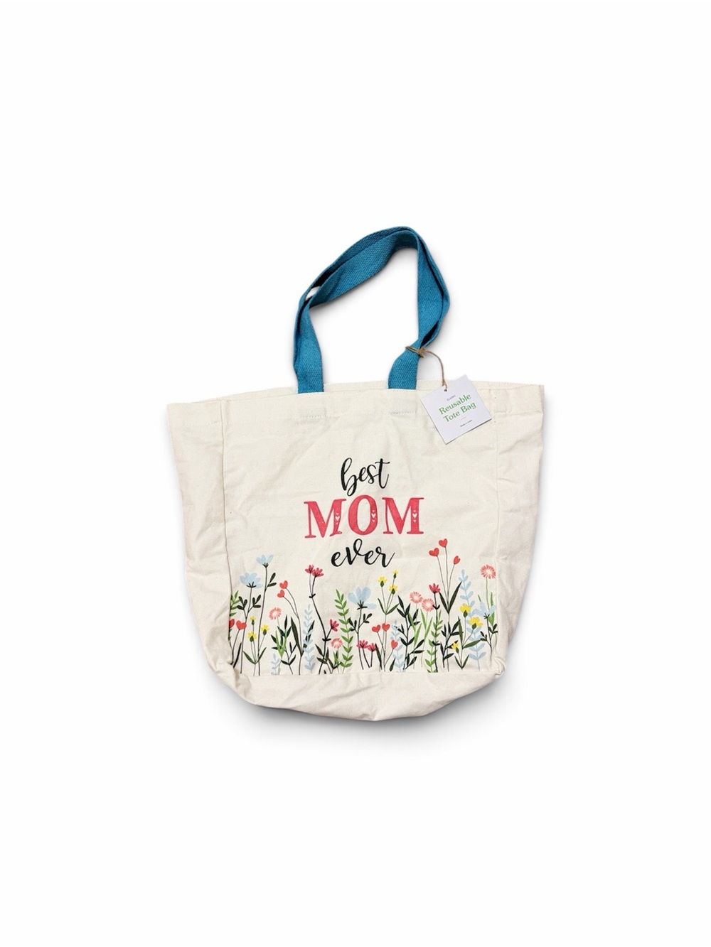 Best Mom Ever Floral Reusable Canvas Tote Bag
